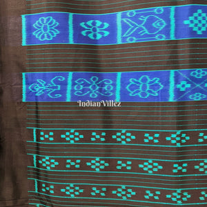 Black Blue Odisha Ikat Nabakothi Contemporary Silk Saree
