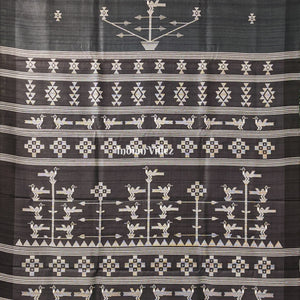 Black Ganjam Bomkai Inspired Gopalpur Tussar Silk Saree
