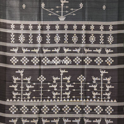 Black Ganjam Bomkai Inspired Gopalpur Tussar Silk Saree