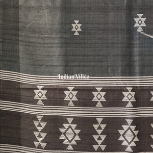 Black Ganjam Bomkai Inspired Gopalpur Tussar Silk Saree