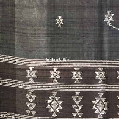 Black Ganjam Bomkai Inspired Gopalpur Tussar Silk Saree