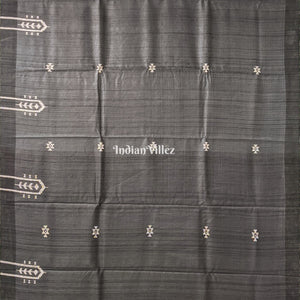 Black Ganjam Bomkai Inspired Gopalpur Tussar Silk Saree