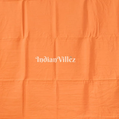 Orange Chandua Theme Hand-Painted Pattachitra Saree