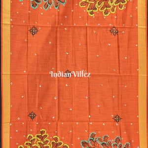 Orange Rajo Theme Patachitra Chanderi Dupatta