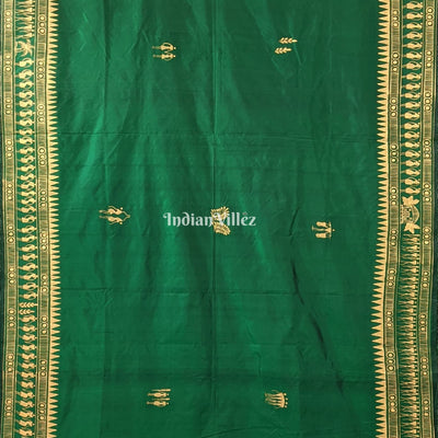Green Tribal Themed Hand-Painted Pattachitra Saree