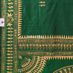Green Tribal Themed Hand-Painted Pattachitra Saree