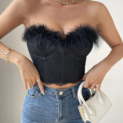 Helix Fur Bustier Top