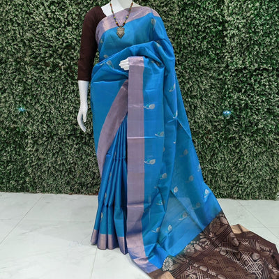 Sky Coffee Handwoven Bishnupuri Silk Saree