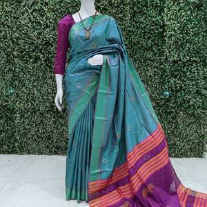 Sky Green Handwoven South Soft Silk Saree