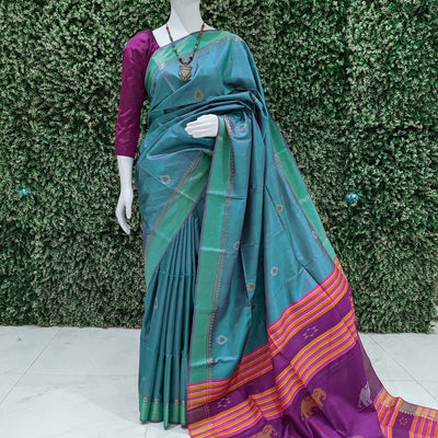 Sky Green Handwoven South Soft Silk Saree