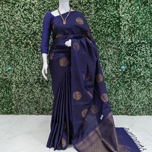 Blue Pure Kanjivaram Soft Silk Saree