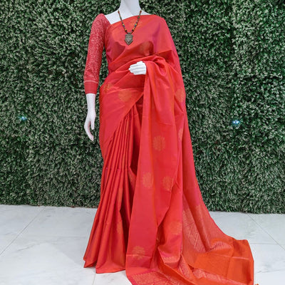 Pink Pure Kanjivaram Soft Silk Saree