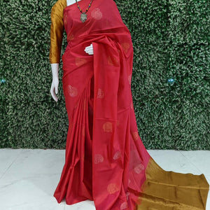 Pink With Golden Pure Kanjivaram Soft Silk Saree