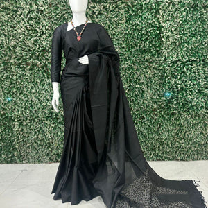 Black Pure Kanjivaram Soft Silk Saree