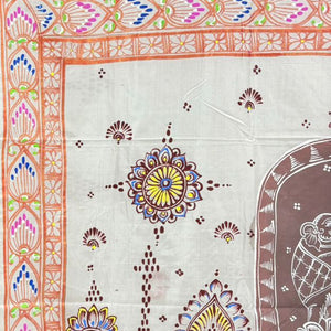 Laxmi Puja Theme Hand-painted Pattachitra Silk Saree