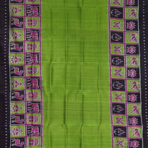 Parrot Green Contemporary Border Nabakothi Silk Saree