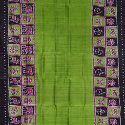 Parrot Green Contemporary Border Nabakothi Silk Saree