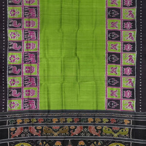 Parrot Green Contemporary Border Nabakothi Silk Saree