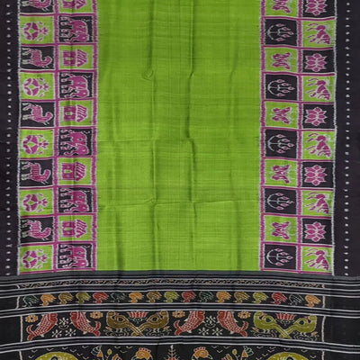 Parrot Green Contemporary Border Nabakothi Silk Saree