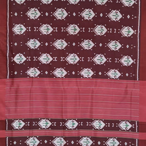 || Jhasha || Maroon Fish Motif Odisha Ikat Contemporary Silk Saree