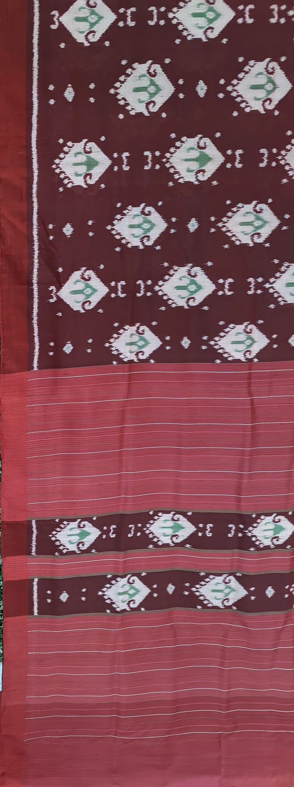 || Jhasha || Maroon Fish Motif Odisha Ikat Contemporary Silk Saree