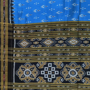 Sky Blue Mayura Chandrika Odisha Handloom Khandua Silk Saree