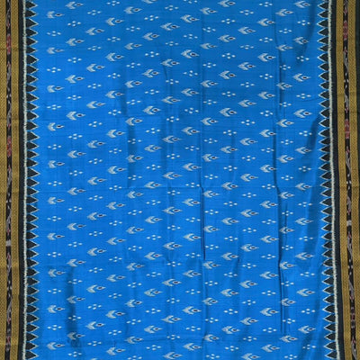 Sky Blue Mayura Chandrika Odisha Handloom Khandua Silk Saree