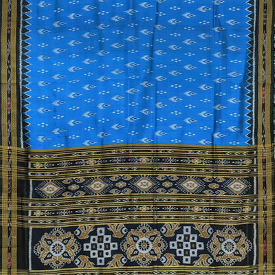 Sky Blue Mayura Chandrika Odisha Handloom Khandua Silk Saree
