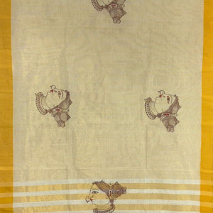 Golden Rose Sringara Theme Hand-Painted Pattachitra Saree