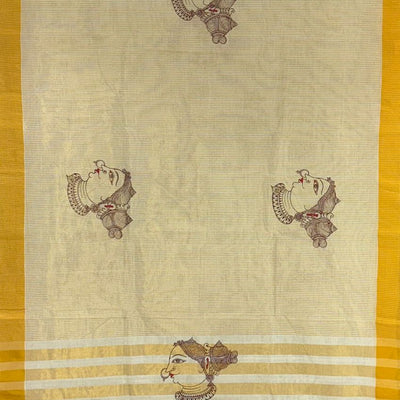 Golden Rose Sringara Theme Hand-Painted Pattachitra Saree