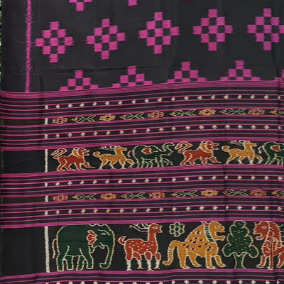 Black Pasapali Contemporary Odisha Handloom Silk Saree