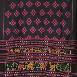 Black Pasapali Contemporary Odisha Handloom Silk Saree