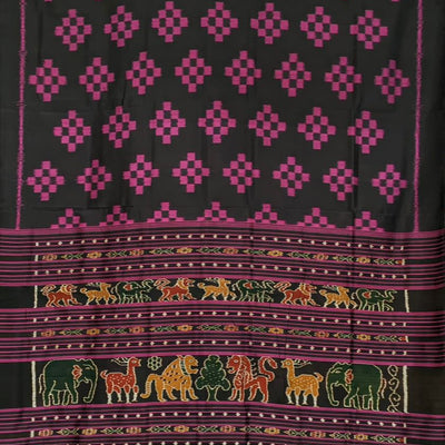 Black Pasapali Contemporary Odisha Handloom Silk Saree