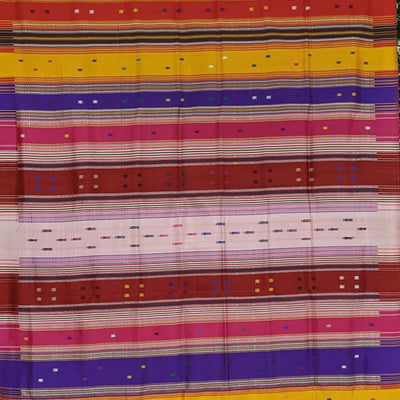 Golden Yellow Fish Motif Double Pallu Contemporary Silk Saree