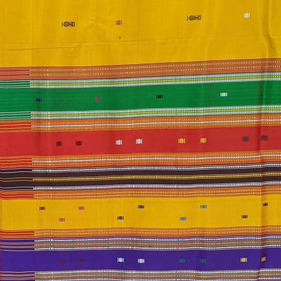 Golden Yellow Fish Motif Double Pallu Contemporary Silk Saree