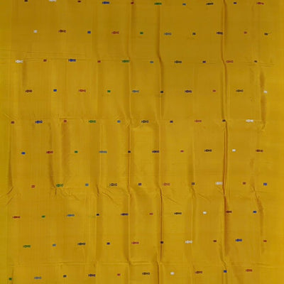 Golden Yellow Fish Motif Double Pallu Contemporary Silk Saree