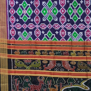 Blue Green Pasapali Border Odisha Ikat Khandua Silk Saree