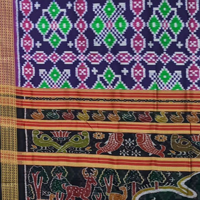 Blue Green Pasapali Border Odisha Ikat Khandua Silk Saree
