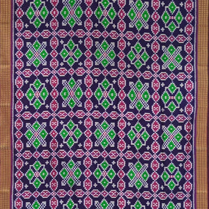 Blue Green Pasapali Border Odisha Ikat Khandua Silk Saree