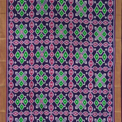 Blue Green Pasapali Border Odisha Ikat Khandua Silk Saree
