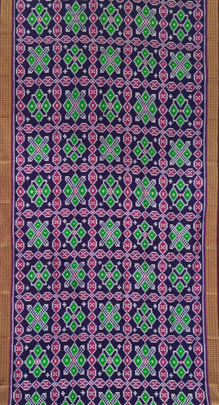 Blue Green Pasapali Border Odisha Ikat Khandua Silk Saree