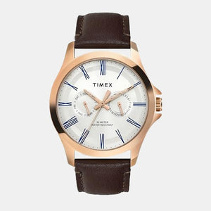 Classics Men Quartz Silver Dial Analog Leather Watch TW000X128