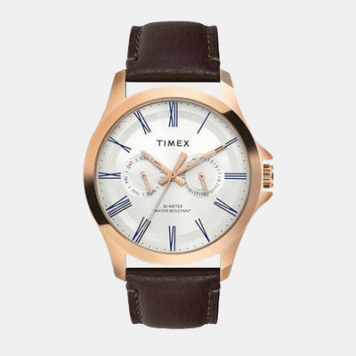 Classics Men Quartz Silver Dial Analog Leather Watch TW000X128