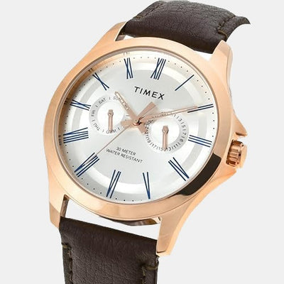 Classics Men Quartz Silver Dial Analog Leather Watch TW000X128