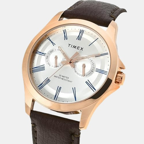 Classics Men Quartz Silver Dial Analog Leather Watch TW000X128