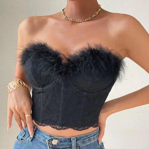 Helix Fur Bustier Top