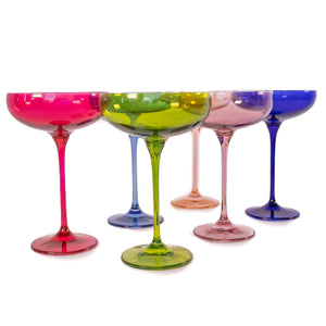 Estelle Colored Champagne Coupe Stemware - Set of 6 {Mixed Set}