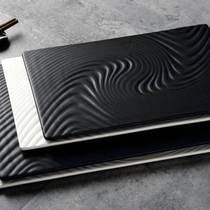 Black Serving Plate Texture Large