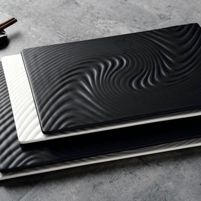 Black Serving Plate Texture Large