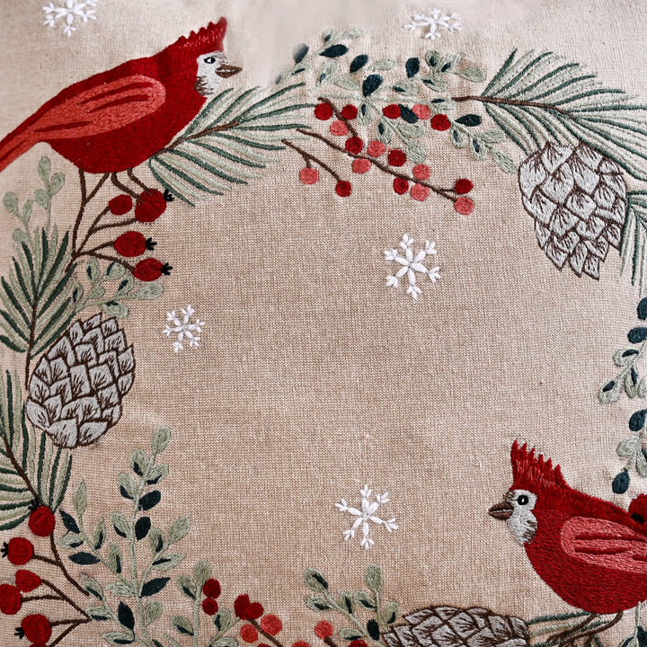 Winter Songbirds Decorative Cotton Cushion Cover 40x40cm